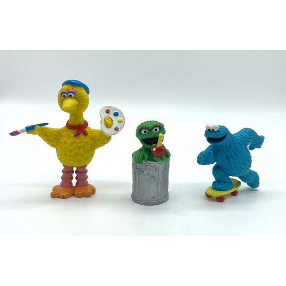 Vintage Sesame Street Big Bird Oscar Cookie Monster PVC 3 Figures Applause - Picture 1 of 5